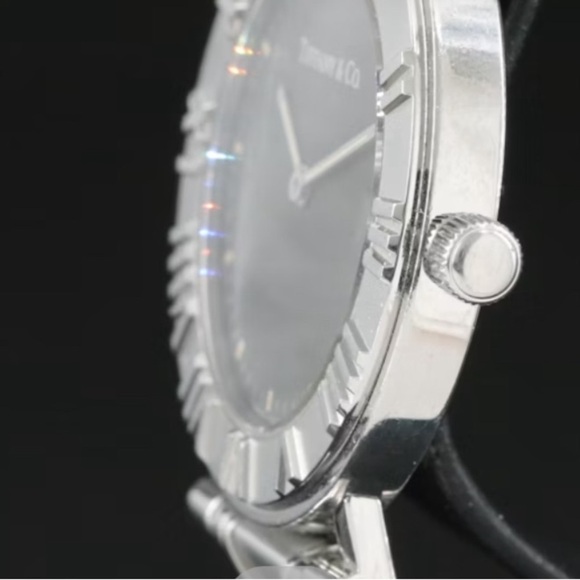 Tiffany & Co. Silver and Black Watch. Atlas Roman numeral 33 mm - Picture 3 of 7